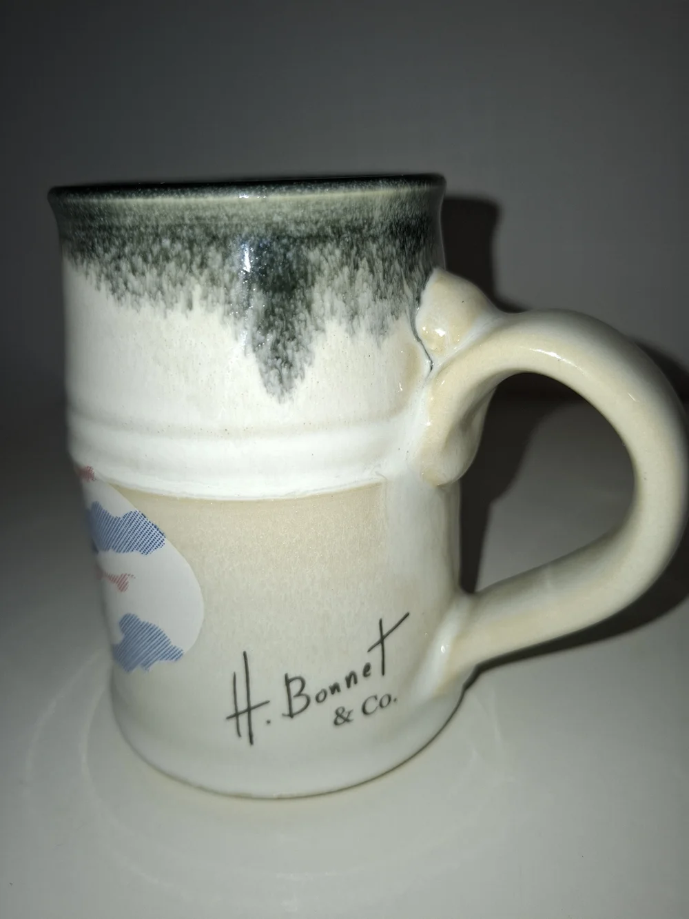 Cream Ceramic Airplane Mug with Blue Mountain Scene